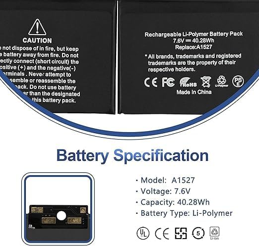 Image of A1527 A1534 Battery (Early 2015 2016 Mid 2017) Fit for Ma /Book8,1 9,1 10,1 A1534 Ma /Book Rtina 12 inch 12 Inch Retina EMC 2746 2991 3099 MNYG2 MLHA2 MNYF2 MF855 MF865 MK4M2 MJY32 (A1527 / A1534)