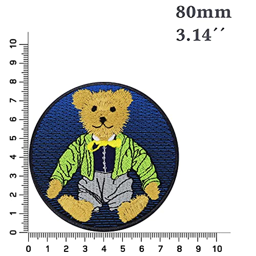 Image of Teddy Bear Sew on Patch - Colorful Toy Iron on Patches for Kids, Girls, Teddy Bear Lovers - Wildly Popular Cute Patches for Jackets, Jeans, Backpacks, Hats, Shirts - Green - 3.14X3.14 in
