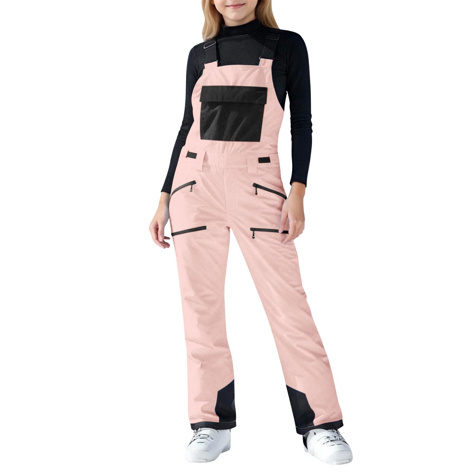 Combinaison de ski imperméable pour enfants filles et garçons - Pantalon de ski d'hiver chaud - Salopette thermique - Coupe-vent - Tenue de randonnée et de marche