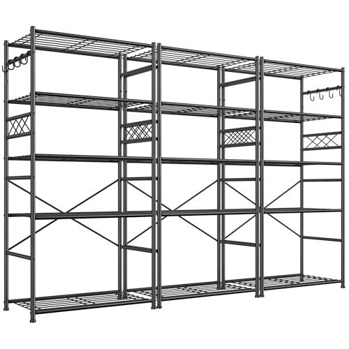 Image of DurayLoly Storage Shelves 5 Tier Capacity,Metaling Shelving with Hooks,Heavy Duty Garage Shelves Unit with Leveling Feet,Wire Shelving for Pantry,Kitchen and Closet,23.6 inch W x 13.8 inch D x 72.4 inch H,500lbs