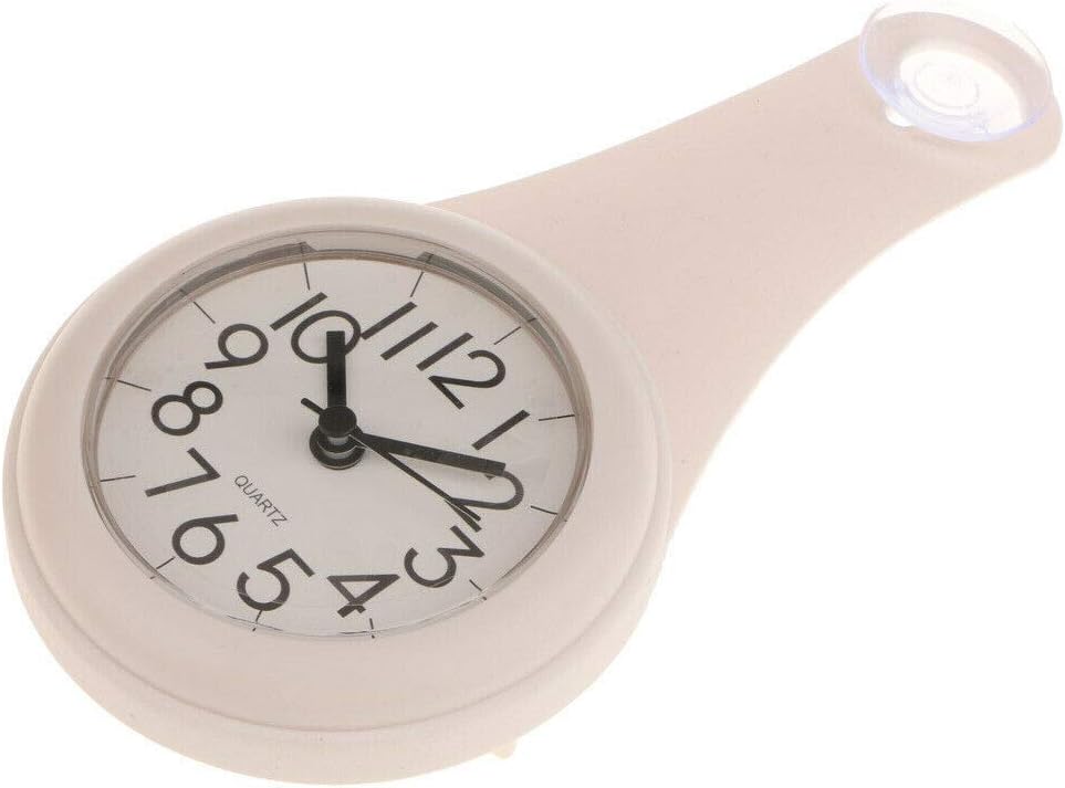 Home Decor Non-Ticking Waterproof Bahroom Wall Clock Shower Suction Hanging Clock White