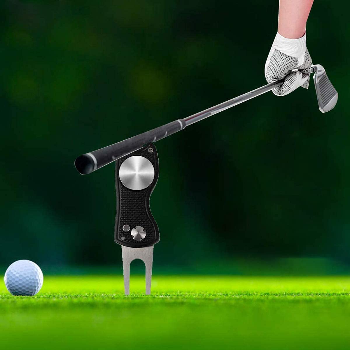 Haihaz Forcelle da Golf Strumento di Riparazione Marcatore 2 Pezzi Blu e Nero