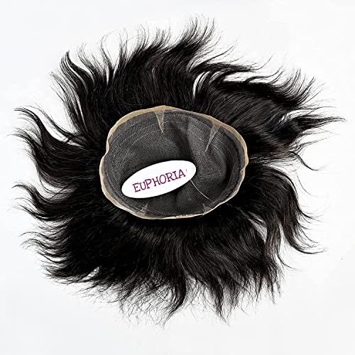 Image of Euphoria 7x5 European Full Lace 0.03 mm Original Men's Hair Patch, 100% Silky and Soft Human Hair, Proper Ventilation System, Undetectable Front Hairline Natural Brown Hair Wig