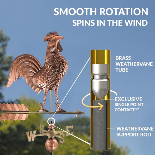 Large Rooster Weathervane - Pure Copper by Good Directions - Thumbnail 5