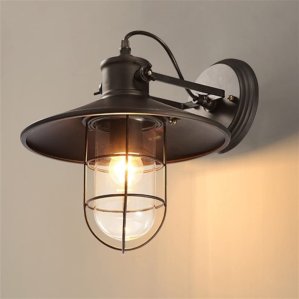 Aplique de metal impermeable con acabados de hierro forjado artesanal y cristal retro de loft