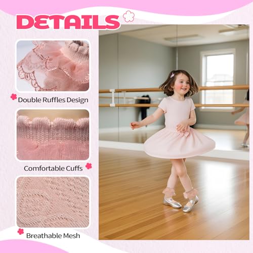 Toddler Girls White Ruffle Socks Cute Lace Frilly Cotton Ankle Socks for Dress2