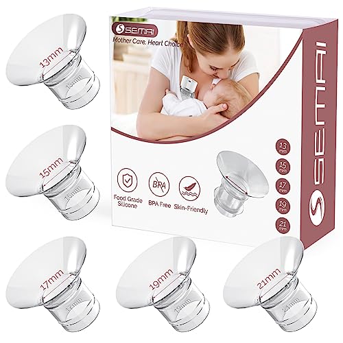 Image of semai Flange Inserts 13/15/17/19/21mm Compatible with Momcozy S12 Pro/S9 Pro/S12/S9/Medela/Spectra/TSRETE 24mm Breast Pump Flanges, Reduce 24mm Nipple Tunnel Down to Correct Size, 5PCS (NOT 5 Pairs)