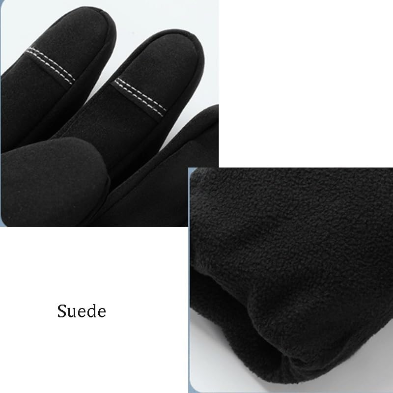 Men's Cycling Outdoor Velvet Warm Windproof Skiing Suede Gloves