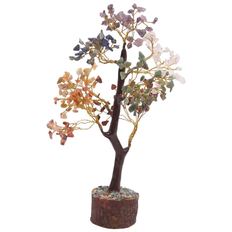 Image of 7 Chakra Gemstone Tree Decor for Home & Office | Healing Crystal Bonsai Tree with Wooden Base | Vastu Feng Shui Money Tree for Positivity, Balance & Spiritual Energy