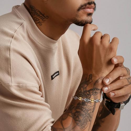 Pulsera de cuentas de café para hombre acero inoxidable 8.5 pulg miniatura 3