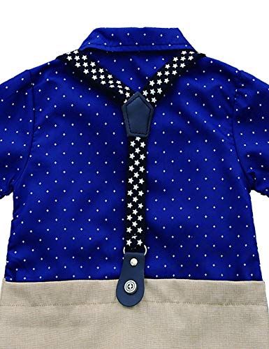 Image of HMD Baby Boy Long Sleeve Gentleman White Shirt Waistcoat Bowtie Tuxedo Onesie Jumpsuit Overall Romper