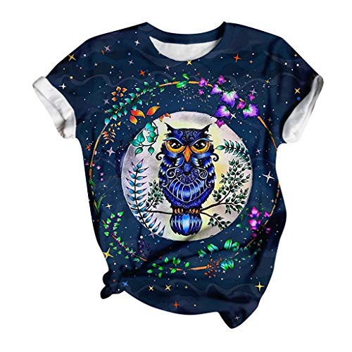 Blusa sexy para mujer, camiseta de manga corta, camiseta de manga larga, camiseta en 3D, tallas estampadas, diseño de animales en la parte superior de verano y sol Aperol, marine, L