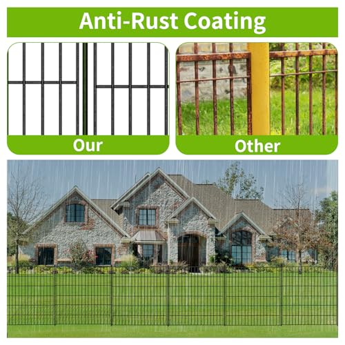 Image of Toolterritary 10 Panels No Dig Garden Fence, 32 in(H) X24.2 ft(L) Metal Fence Panels, Thickened Rustproof Garden Fencing, Animal Barrier Fence for Dogs, Rabbits, and Patio