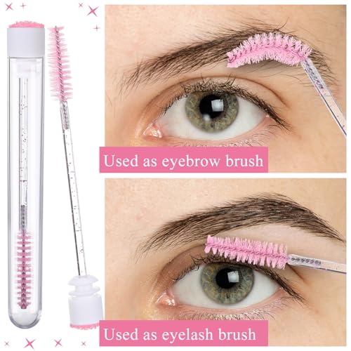 Funnymoom 40 Sets Thank You Gifts for Clients and Small Business 40 Disposable Mascara Wand Lash Spoolies with Tube Pink Eyelash Brush 40 Appreciation Thank You Card for Cosmetology Grad, Friends