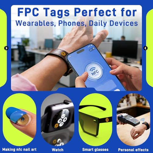 20 Stück NFC Tag Sticker NTAG215 FPC Aufkleber Tags NFC-Nagelsticker Flexible NFC Elektronische Tag 10mm Rund 504 Byte Speicher Wiederbeschreibbar RFID Tag mit iPhone Kurzbefehle & Android Apps