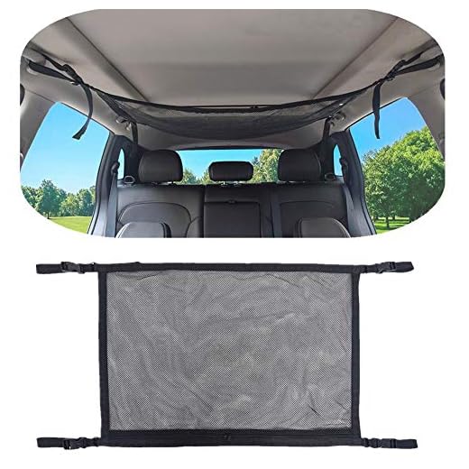 Red en el interior del techo coche, malla de bolsa rganizador de techo Auto universal Organización para ropa, toalla, manta y otros artículo grandes y liviano, agregue más espacio para viaje camping