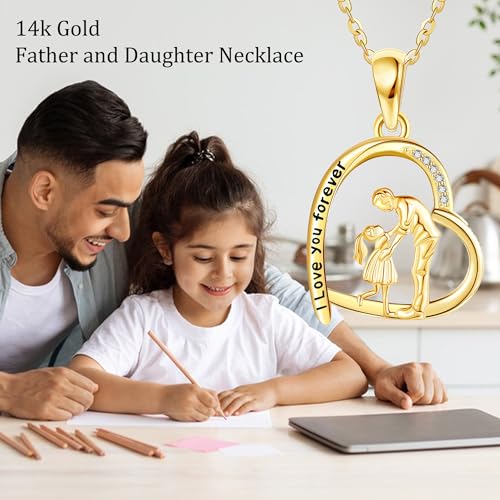 14K Gold Father Daughter Necklace For Dad Father's Day Gift From Daughter Father Jewelry Gifts For Girls Women 5