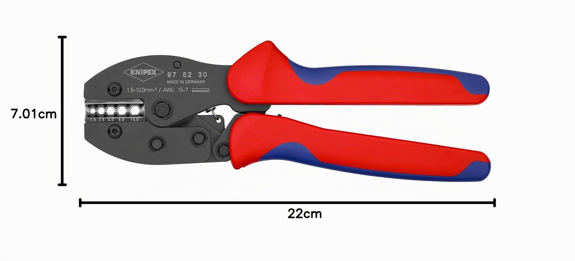 KNIPEX PreciForce Crimpadora con mangos multicomponente 220 mm, 97 52 30