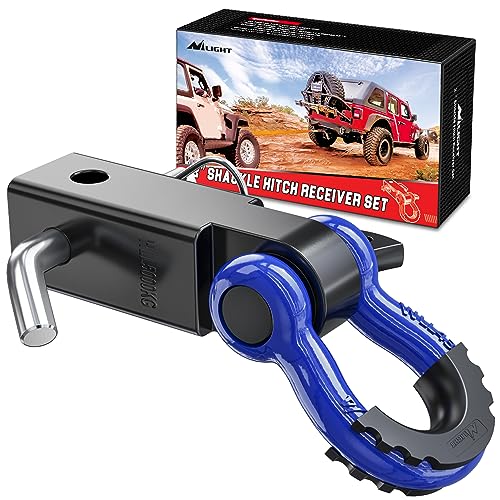 Image of Nilight Shackle Hitch Receiver 2Inch 45000 LBs Breaking Strength 3 /4 inch D Ring Trailer Pin Heavy Duty Solid Recovery Towing Kit for Trucks Jeeps Off-Road