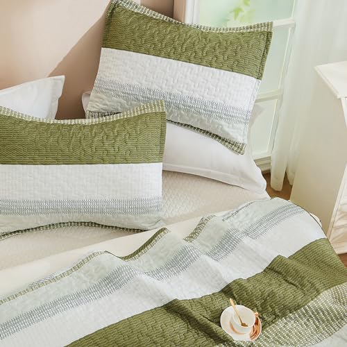 Image of Andency King Size Quilt Set Olive, 3 Pcs Bedspreads & Coverlets