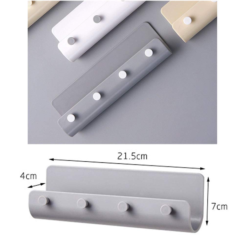 Porta posta da parete porta chiavi a 4 ganci appendiabiti appendiabiti per ingresso corridoio cucina - 21,5 x 4 x 7 cm (beige)