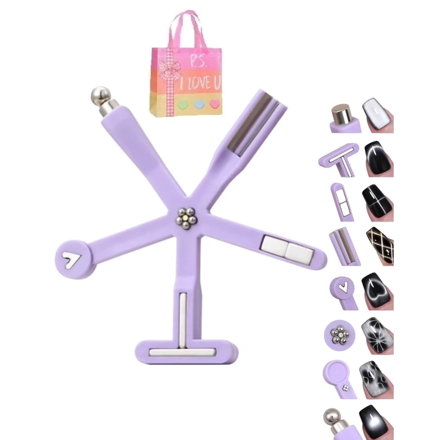 Professional 8-in-1 Cat Eye Nail Magnet Tool Kit | Multi-Design Magnetic Nail Art Pen for Cat Eye Gel Polish Effects | Nail Art Magnet Tool for DIY Manicure & Salon Use-image-17