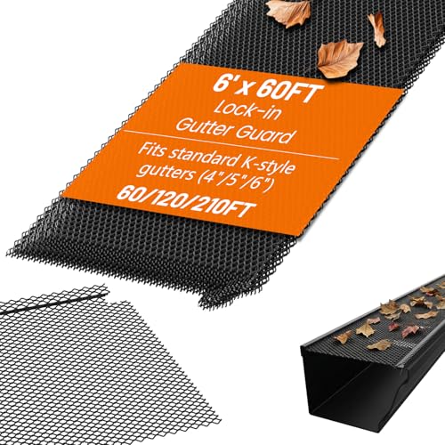 60 ft Gutter Guard (20 Pack) - Fits 4 to 6 Inch K Style Gutters - Black Coated Steel Micro Mesh - Snap In Leaf Guard Protection - Easy DIY Rain Gutter Screens Covers