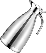Cabilock Garrafa térmica de aço inoxidável com isolamento térmico de parede única, garrafa a vácuo, bule de chá para café e chás (prata 1,5 litros)