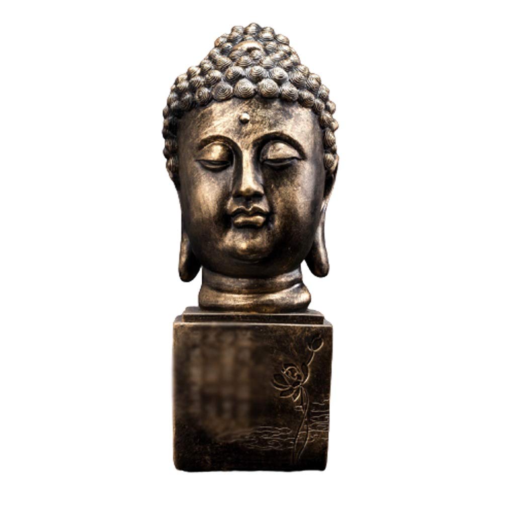 Estatuas de Buda Buda Estatua Resina Zen decoración Buda Cabeza decoración plástico Talla casero Sala de Estar Oficina artesanía Ornamentos 15.36 Pulgadas Gran Regalo de meditación (Color : B)