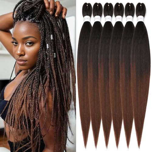 Pre-Stretched Braiding Hair ShowJarlly Paquete de 6 Extensiones de Cabello Africano Trenzas Pelo Postizo Para Trenzas 30' Yaki Texture Pelo Sintético Crochet Extensión Cabello 1B/30#