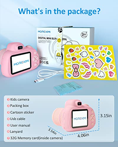 MOREXIMI Kids Camera, Digital Camera for Kids 3-8 Year Old, Birthday, Toys for Girls, 2.4