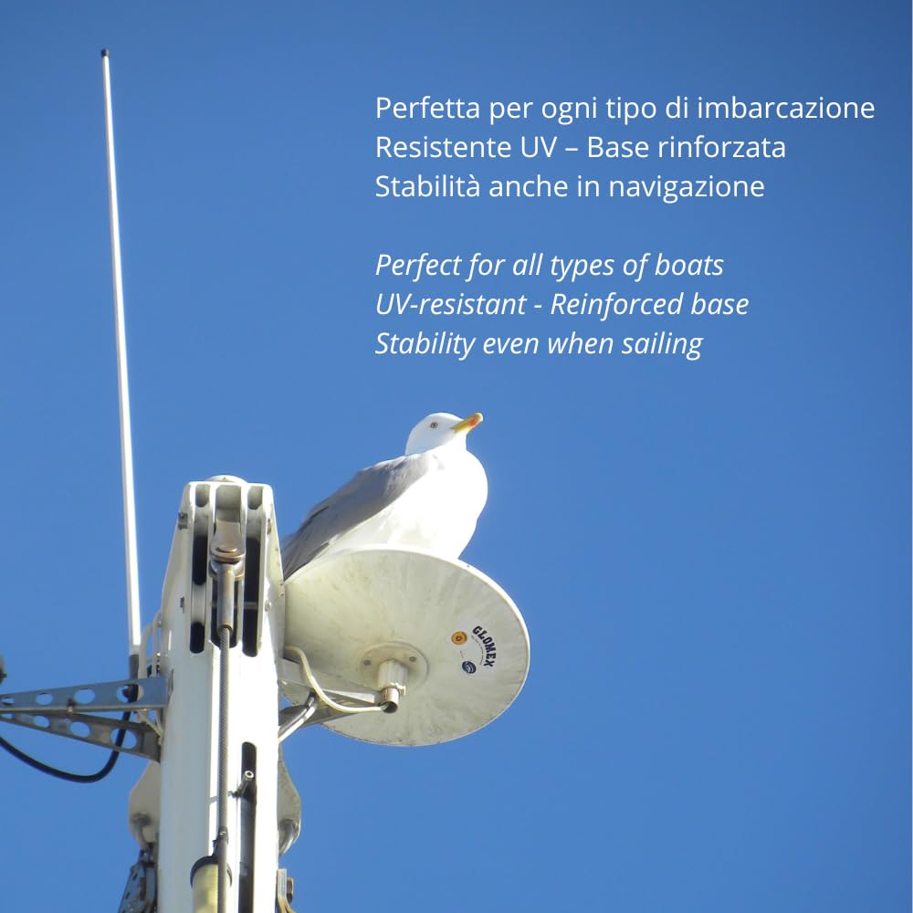 Glomex – Antenna AIS dedicata 1m (Bianco), Modello RA110AIS – Alto Guadagno 3dB, Fibra di Vetro, Per barche a vela, motore, gommoni, yacht – Ricezione AIS Precisa e Affidabile