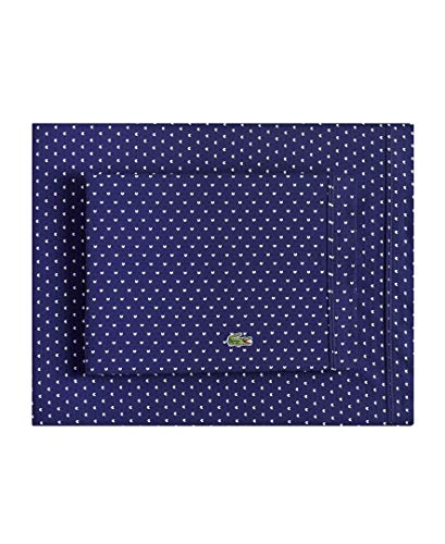 Image of Lacoste Percale Sheet Set, Full, Pique Medieval Blue