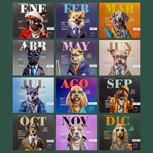 Campus 2025 Calendar, Annual Dog Wall Calendar, Calendar Pictures to Note with Spiral Binding and Metal Hanger - Image 3