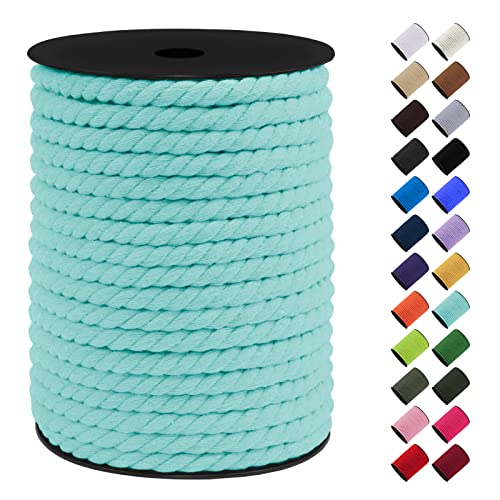 LEREATI 8mm Macrame Cord, 131 Feet Thick Macrame Rope Yarn Natural Cotton Cord Macrame String