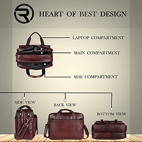 Image of Genuine Leather Floater Bombay Brown Leather 15.6 inch Laptop Bag for Men (Brown)