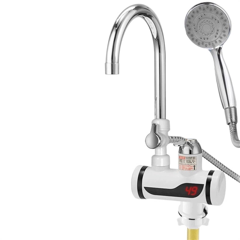 Electric Tap Intelligent Instant Hot Water Faucet StainlessSteel Universal Hose Tankless with Shower Bathroom Kitchen Heater(Under with Shower)