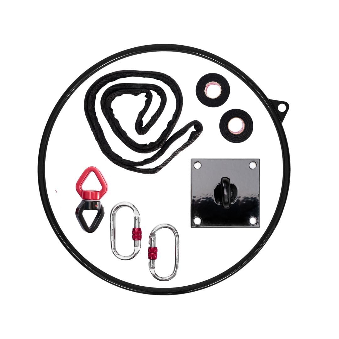 Aerial Hoop Ring Ruota da circo a 1 punto di sospensione, set completo, diametro da 80 a 110 cm, anello aereo per acrobazie aeree, fitness
