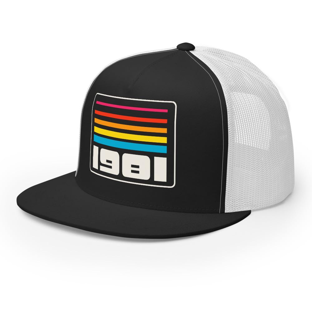 1981 Color Stripe Throwback Trucker Hat Snapback Classic Mesh Cap