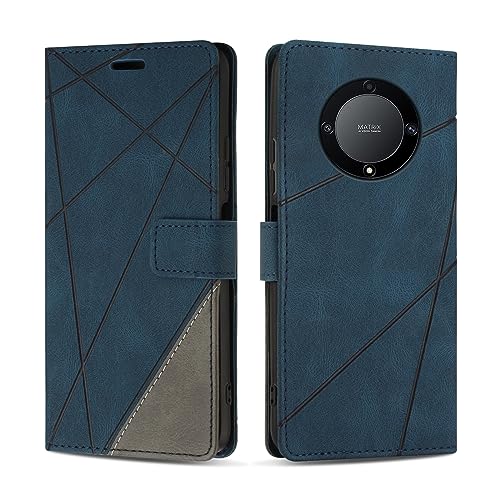 Image of SONWO Case for honor Magic 5 lite, PU Leather Flip Wallet Case Magnetic Closure Cover Card Slots Phone Case for honor Magic 5 lite, Blue