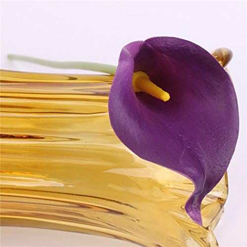 Wylux(TM) Colorful Artificial decorative flowers PU Real Touch Mini Calla Lily Wedding flower bouquet for HOME table decoration 5PCS [ Purple - 5pcs ]