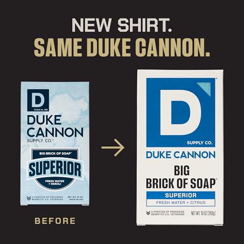 Image of Duke Cannon Big Brick of Soap Superior 10 oz Triple Milled, Fresh Water & Neroli Scent 3x Larger Bar Supports U.S. Veterans, 3-Pack