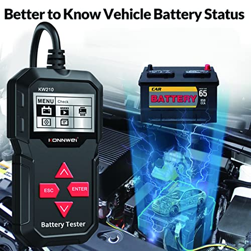 KW210 12V testador de bateria de carro automotivo analisador digital multilíngue ferramenta testador