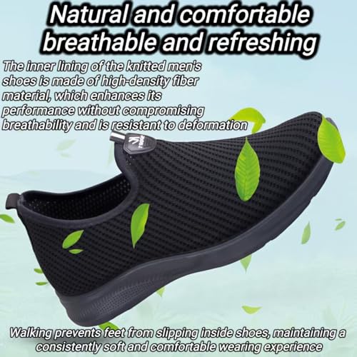 Men's Wide Non-Slip Walking Shoes Lightweight Breathable Knit Casual Sneakers Slip on Athletic Shoes Ultra Comfort Durable4