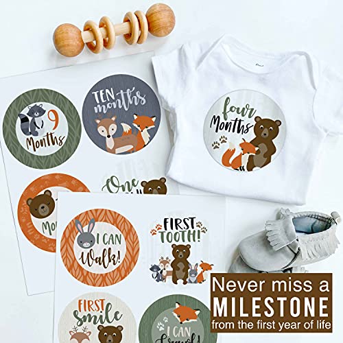 16 Monthly Baby Milestone Stickers - Woodland Baby Monthly Milestone Stickers, Milestone Baby Monthly Stickers, Baby Month Stickers For Baby Photo Props Newborn, Monthly Baby Stickers For Pictures #TOP6