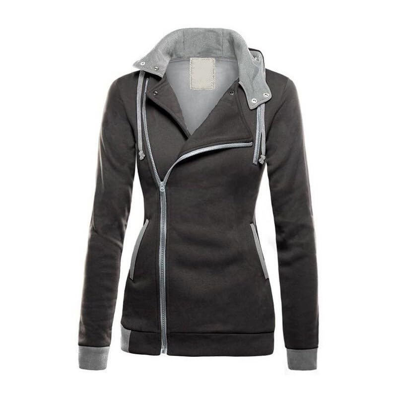 HGps8w Women's Winter Hoodies Asymmetrical Skew Zip Up Sherpa Fleece Warm Hooded Sweatshirt Jacket Coats