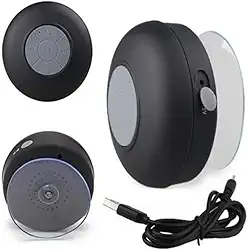 Caixa de Som Bluetooth à Prova D'água com Ventosa para Fixação (Preto)