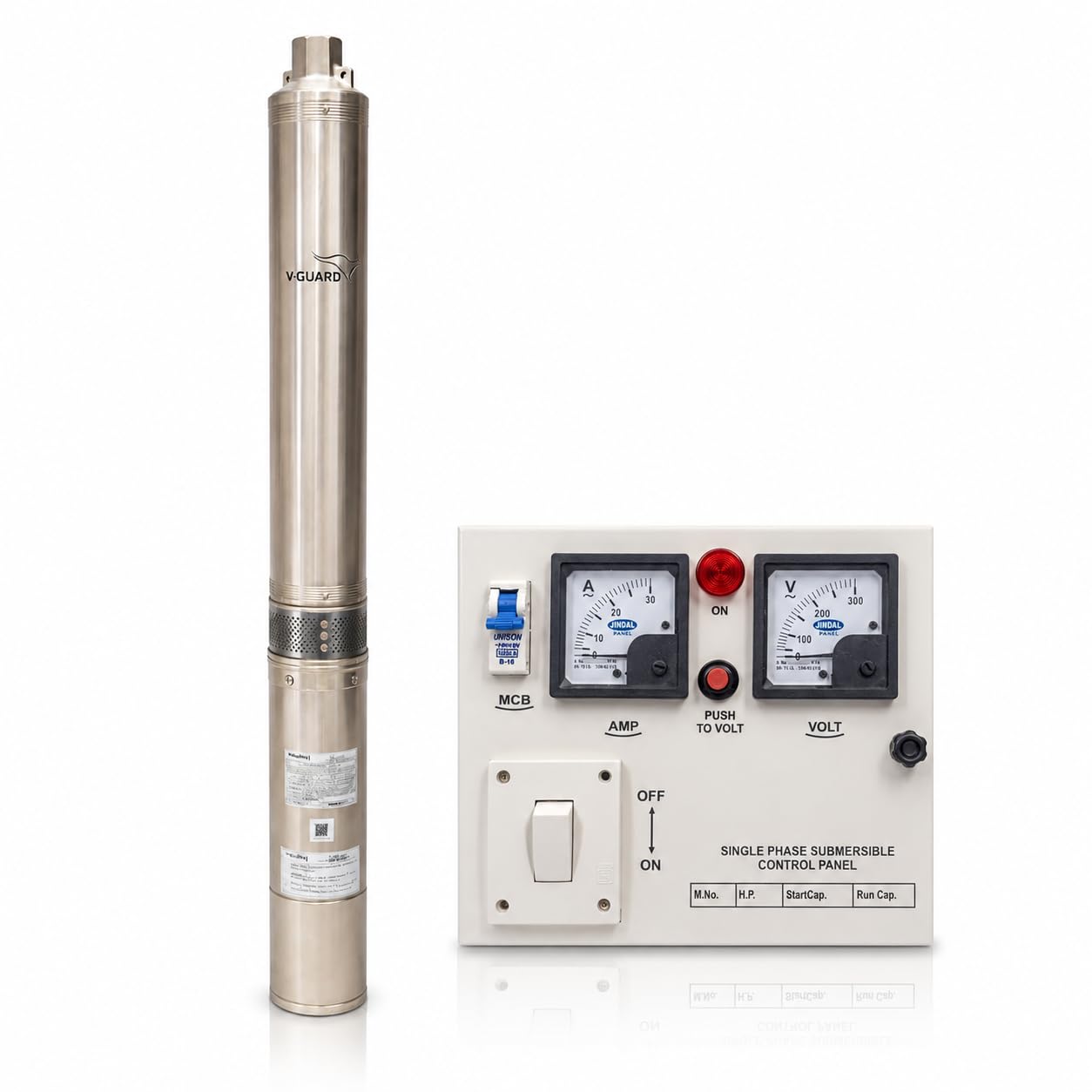 V-Guard Industries Ltd Stainless Steel 1.5Hp 15 Stage Submersible Pump With Digital Contactor Type Control Panel. Multi| water pump discount deal