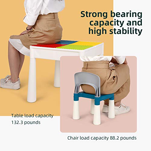 image for Kids 7-in-1 Multi Activity Table Set - amzdeal 138 Pieces Large Buildi