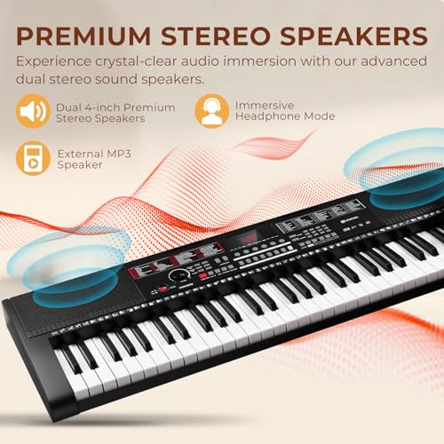 Vangoa Clavier électronique à 61 touches, clavier de piano électronique pleine taille, port MIDI, enseignement, 500 voix, 80 démos, 61 percussions, ensemble de démarrage avec support, cadeau musical - Les Beatles, Paul McCartney, John Lennon, RIngo Starr, George Harrison Vangoa Clavier électronique à 61 touches, clavier de piano électronique pleine taille, port MIDI, enseignement, 500 voix, 80 démos, 61 percussions, ensemble de démarrage avec support, cadeau musical – Image 8